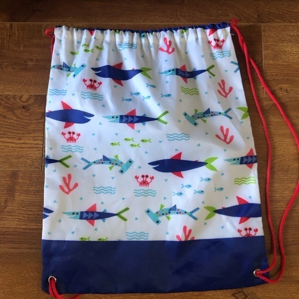 Shark sea life drawstring bag
